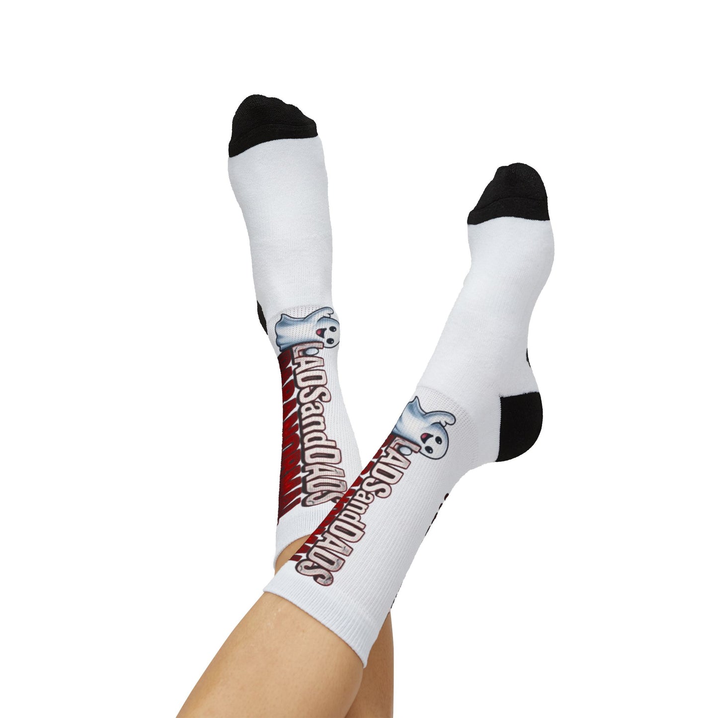 ladsanddads cozy socks  — Haunted Podcast Fan Crew Socks