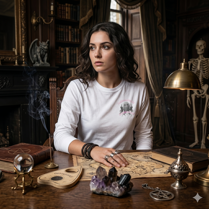 Ghost Graphic Long Sleeve Tee — 'Iced and Deadly, Purely Normal' Cute Spooky Shirt